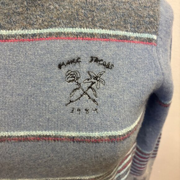 NWT Marc Jacobs Tattoo mock neck sweater in engineered stripe blue combo - Picture 7 of 13